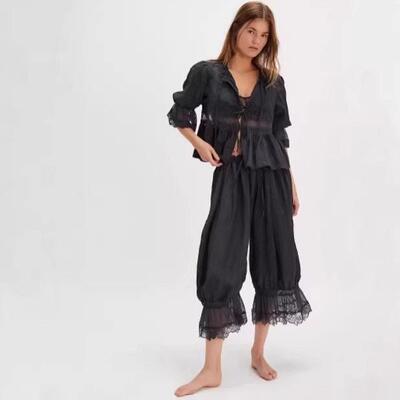 Women's Linen Bottom Pants Bohemian Style Aesthetic Loose