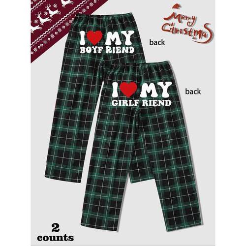 Day Unisex Casual Plaid Sleepwear Pants Set Soft