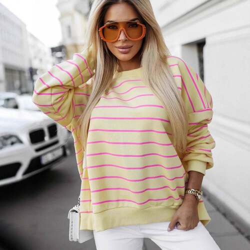 Women's Fall Clothing Trendy Striped Stylish Overlap Detail