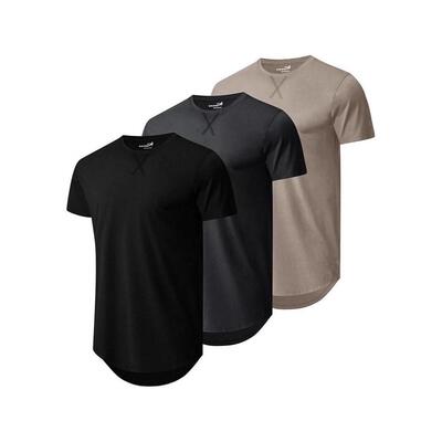 Mens 3 Pack Plain Cotton Shirts Short Sleeve Casual Crew
