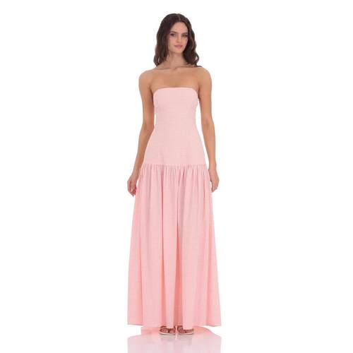Women Tube Dress Elegant Strapless Backless Plaid Dress
