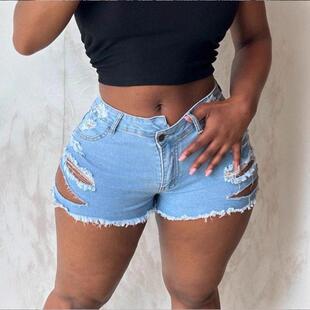 Womens Fashionable Denim Shorts Summer Dressy Botton Short
