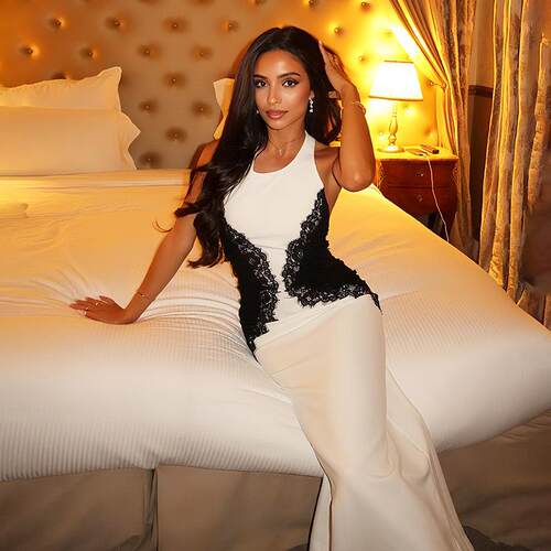 DOUCIU Elegant Long Straight Halter Dress Party Dance Wear
