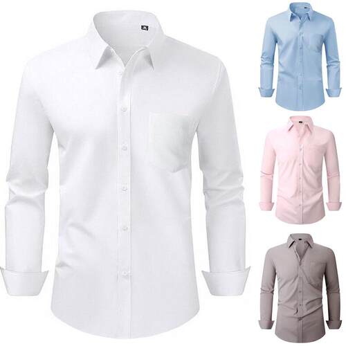 Stylish Comfy Men ’ s Dress Shirt – Long Sleeve Collared