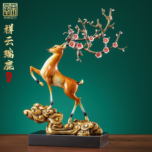 一路高升铜鹿摆件送女领导的办公室祝贺升迁乔迁之喜升职贺礼礼物