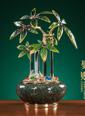 高端聚宝盆发财树摆件高档办公室装饰品公司乔迁开业大吉送礼礼物