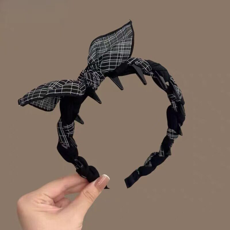 气质前额发卡子女可爱兔耳朵发箍头饰高级感带齿防滑压发头箍发饰