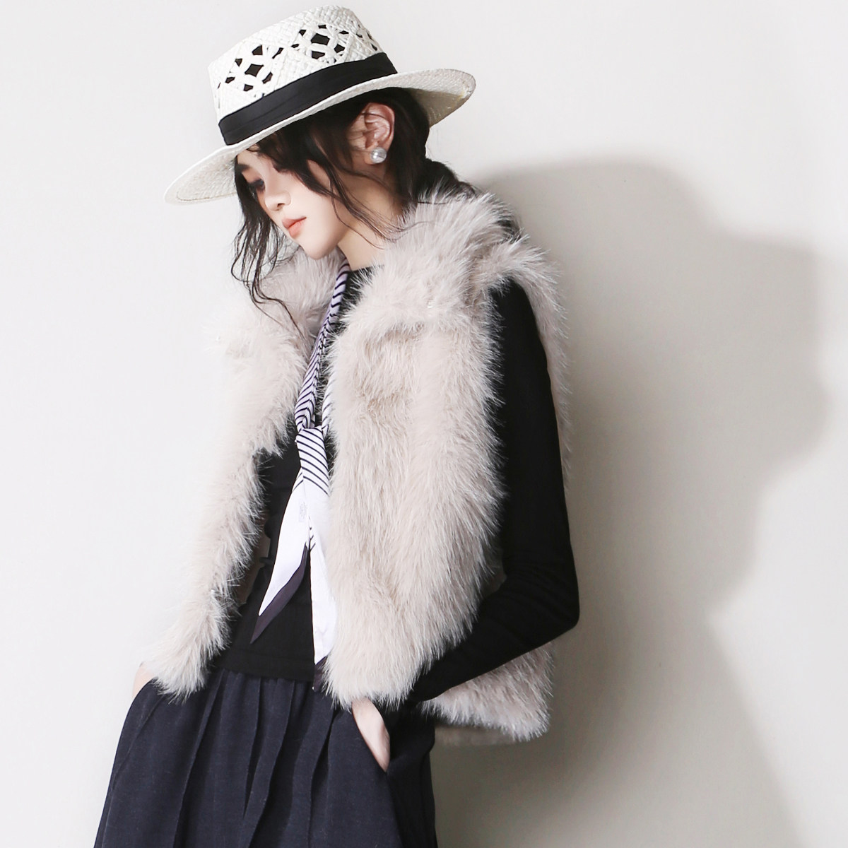 秋冬叠穿毛茸茸马甲背心