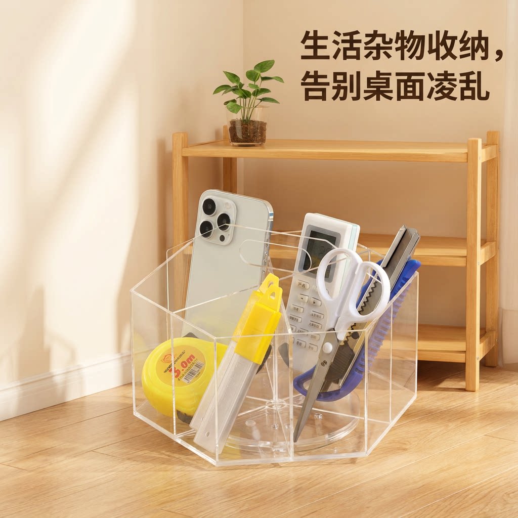 可旋转笔筒化妆品收纳盒轻奢多功能圆形化妆刷大容量桌面收纳盒
