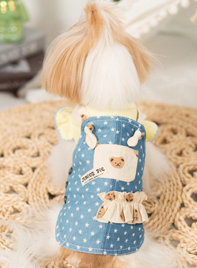 奇可家 junior pie宠物猫狗衣服背带裙 约克夏泰迪牛仔裙子背心