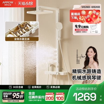 箭牌卫浴四功能按键花洒铜水路