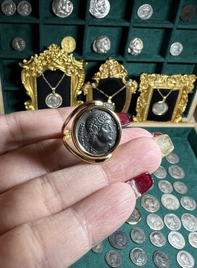 客订欣赏可定制同款 18K金古币吊坠定制 古罗马君士坦丁大帝铜币