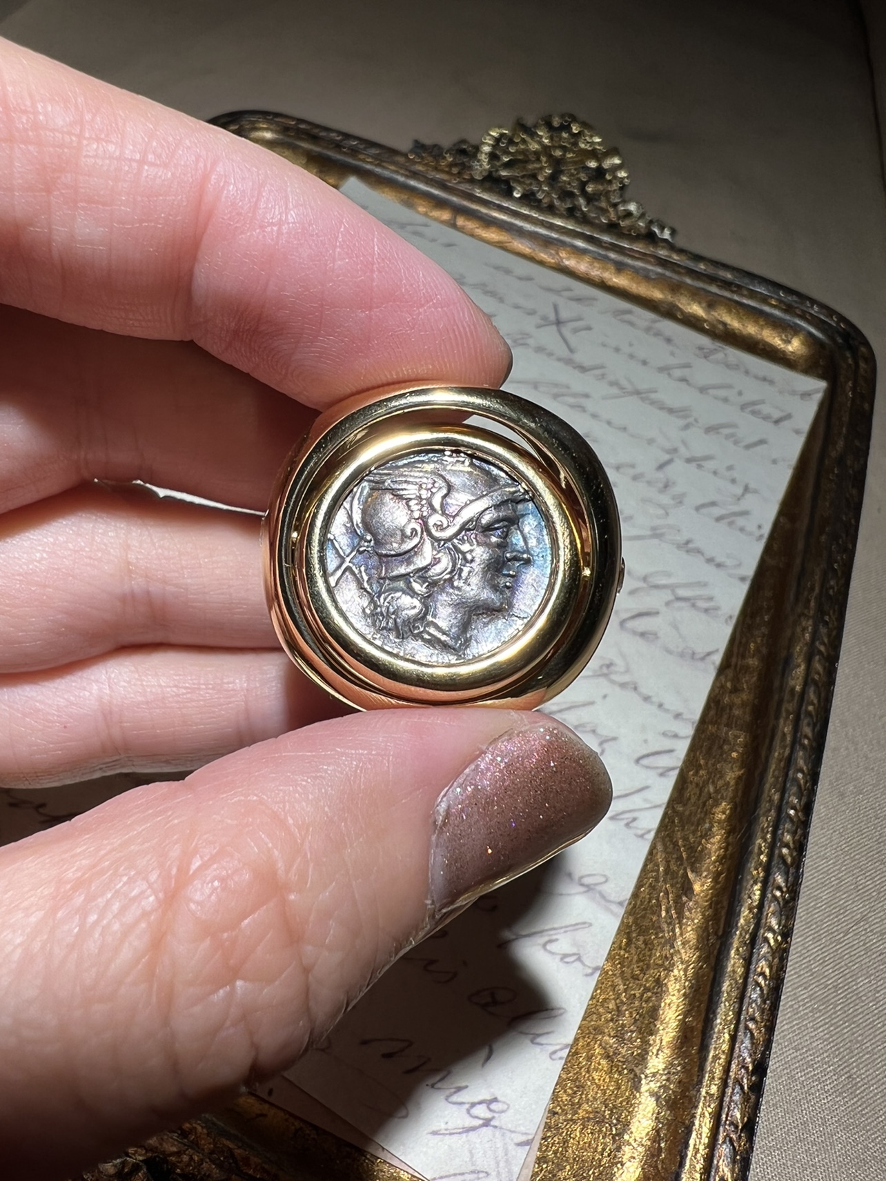 客订欣赏 可定制同款 18K金古币戒指 古罗马银币戒指定制