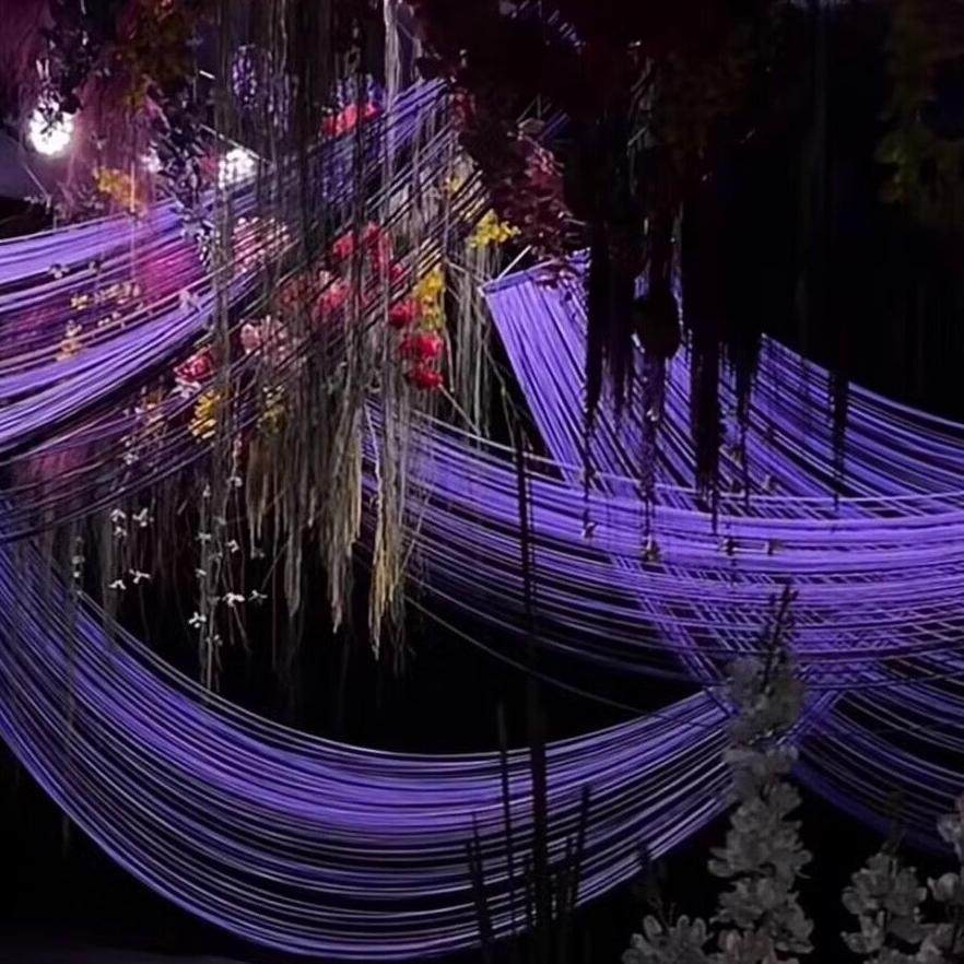 《定制线帘》6米8米双头紫色婚礼线帘高级感舞台效果流苏婚庆线帘