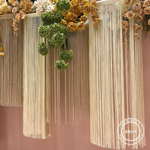 线帘香槟色场景布置婚庆流苏特密