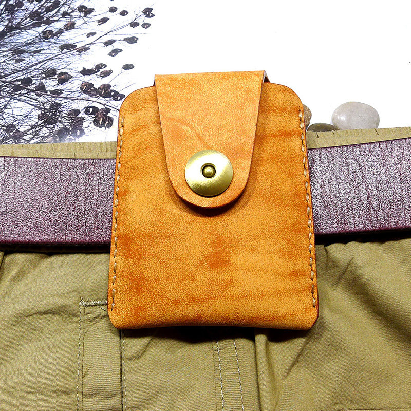 bronck超薄隐形迷你小腰包手工真皮牛皮男挂腰穿皮带包卡包s9010d