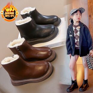 2025冬季新款大棉鞋儿童马丁靴小女孩加绒韩版女童加厚棉靴短靴潮
