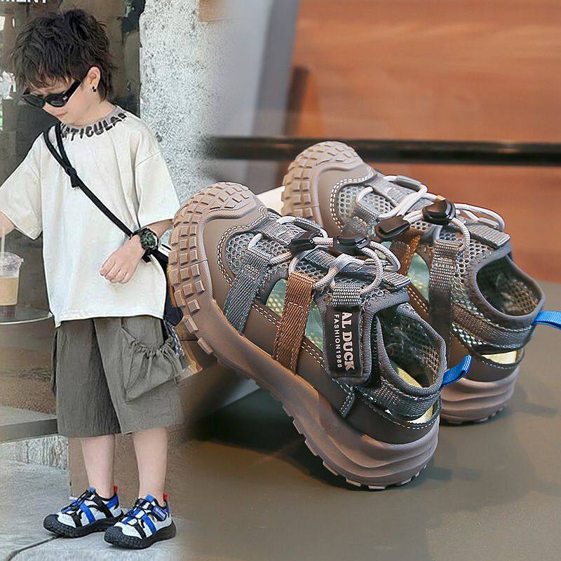 童鞋男童包头凉鞋2026新款夏季镂空透气儿童运动沙滩凉鞋女童单网