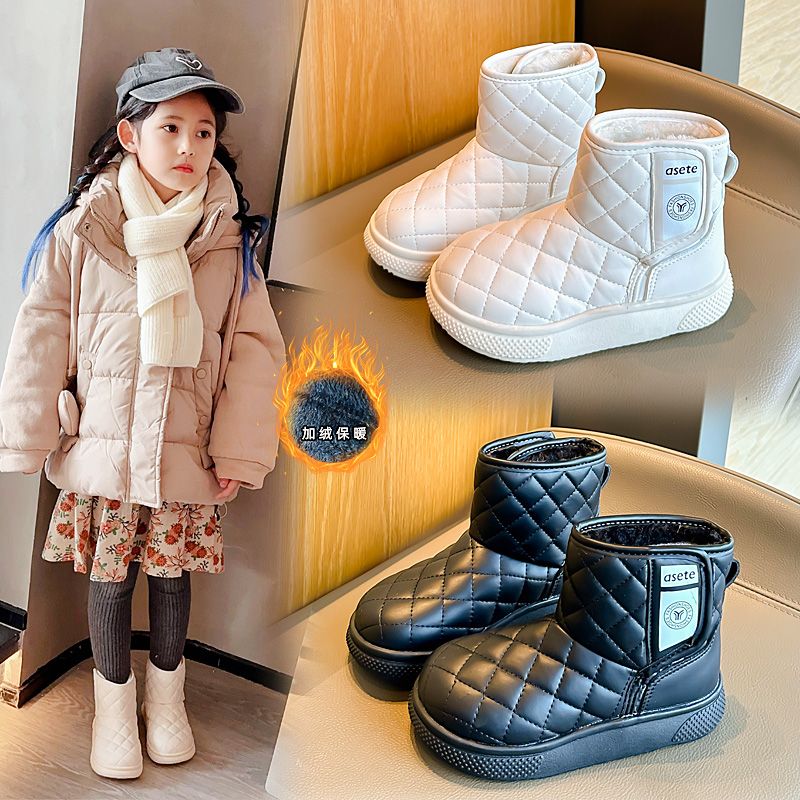 冬季新款加绒加厚保暖儿童雪地靴