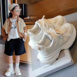 潮鞋 新款 透气休闲鞋 学生小白鞋 女童老爹鞋 儿童白色运动鞋 2024春季