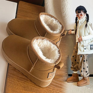 儿童雪地靴冬季防滑女童棉鞋2025新款保暖鞋加绒加厚抗寒男童棉靴
