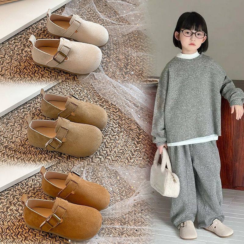 儿童勃肯鞋2026春季新款时尚洋气女孩豆豆鞋韩版公主风女童小皮鞋