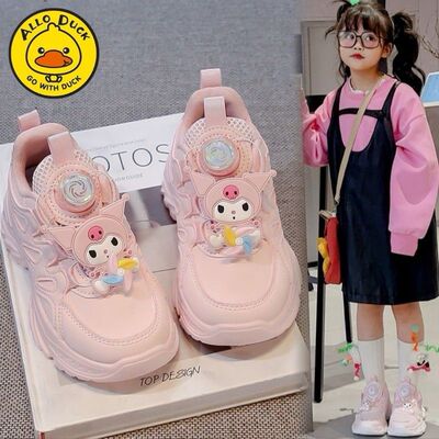 春秋新款旋转纽扣女童老爹鞋