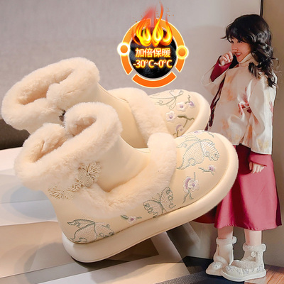 冬季新款中国风汉服鞋女童雪地靴