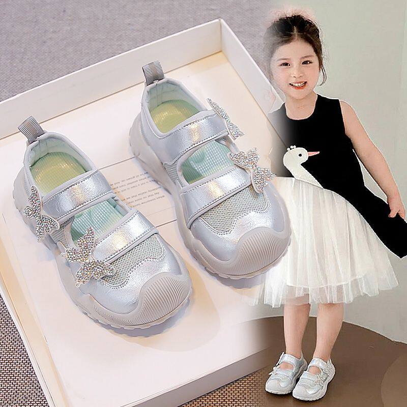 女童运动鞋2026夏季新款镂空透气儿童单网鞋时尚洋气女孩包头凉鞋