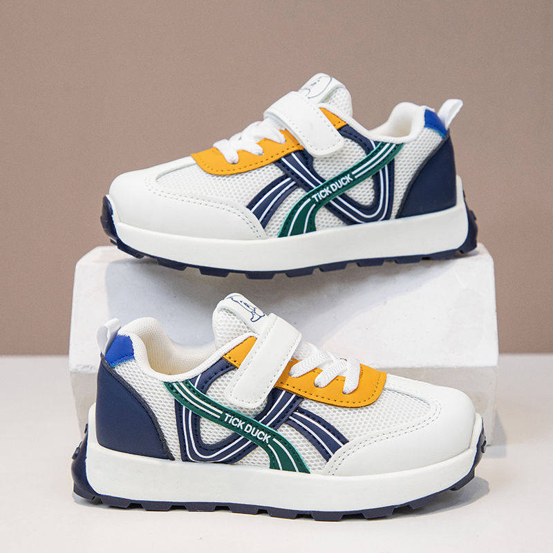 男童运动鞋双网面透气2025春秋新款儿童阿甘鞋软底轻便学生小白鞋