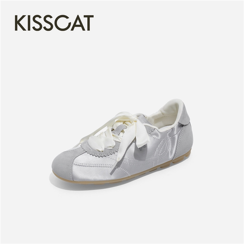 KISSCAT接吻猫2026夏新款薄底芭蕾运动休闲德训鞋K76167A-50
