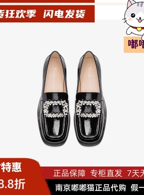 断码清仓zsazsazsu莎莎苏春方钻扣乐福鞋粗跟小皮单鞋ZA32698-10