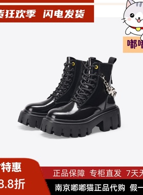 断码清仓Kiss Kitty小猫冬马丁靴英伦风链条粗跟短靴女SA32555-36