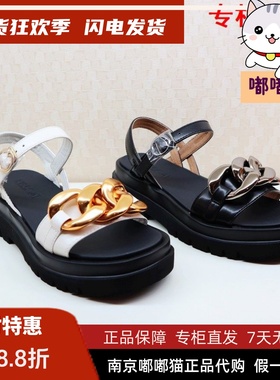 断码清仓KISSCAT接吻猫夏羊皮轻链条饰扣露趾运动凉鞋KA21344-50