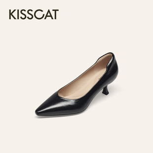 有33码 KISSCAT接吻猫2026春法式 女K76120A 尖头浅口单鞋 高跟鞋