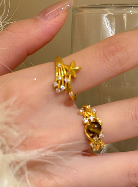 金色超闪星星锆石戒指女