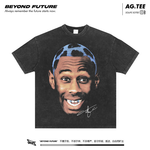 TYLER美式嘻哈宽松oversize中性短袖T恤上衣潮牌新款hiphop打底