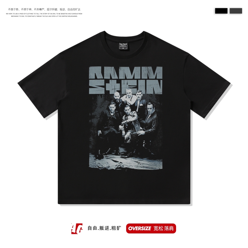 摇滚美式复古oversize短袖T恤