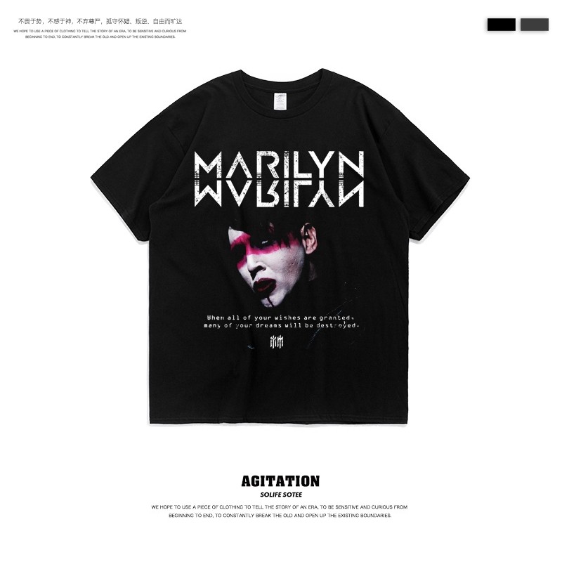 玛丽莲曼森marilyn manson短袖男女ins潮欧美潮牌bft恤美式高街头