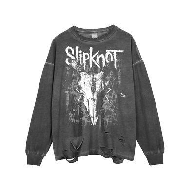 长袖青春流行破洞水洗复古