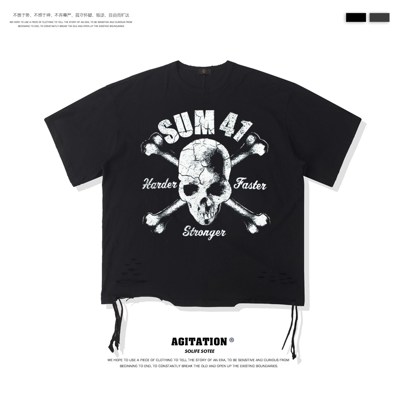 新款高街宽松印花短袖ins欧美t恤