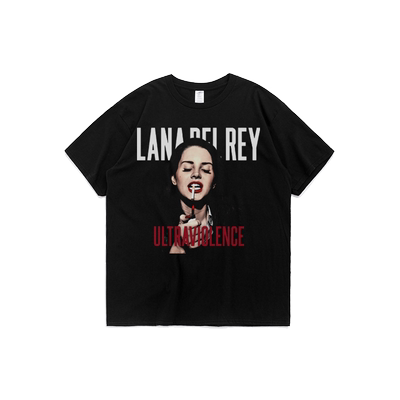 原宿宽松休闲印花短袖男ins潮男欧美街头纯棉LanaDelRey音乐打底