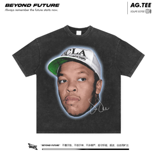 Dr.Dre欧美式 T恤oversize嘻哈hiphop 水洗做旧复古宽松男女短袖