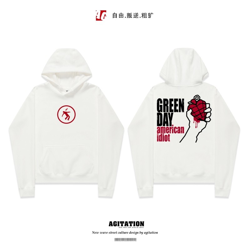 绿日潮流ins金属乐队定制卫衣