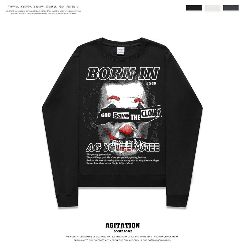 青春流行圆领套头长袖