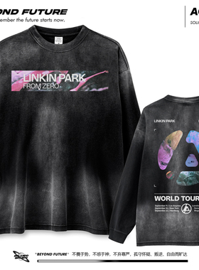 linkinpark fromzero长袖水洗马骝复古做旧中性宽松男女上衣新款