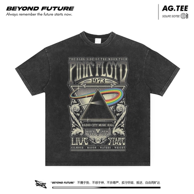 落肩短袖oversize青年水洗做旧