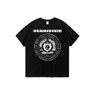 德国战车Rammstein夏装宽松大码纯棉圆领短袖摇滚乐队T恤男夏衣服