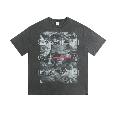 短袖青春流行青少年洗水磨边T恤