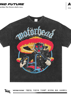 Motorhead摇滚美式短袖中性T恤金属oversize潮牌上衣纯棉潮牌棉